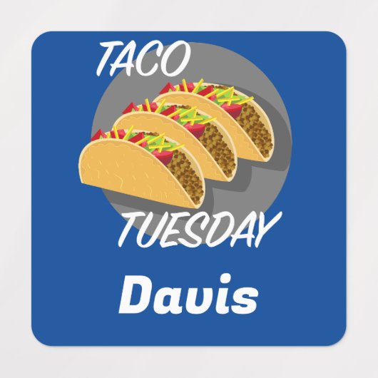 Taco Dinsdag Ontwerp - Klein vierkant waslabel Labels (Design 1)