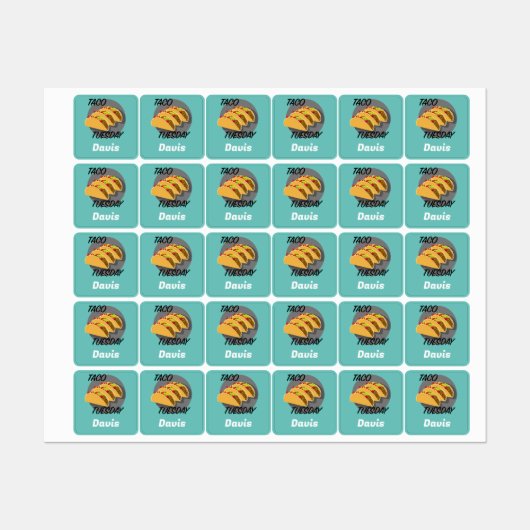 Taco Dinsdag Ontwerp - Klein vierkant waslabel Labels (Vel)