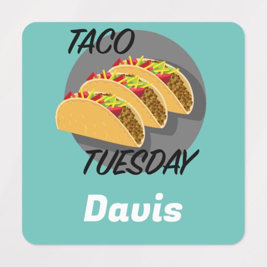 Taco Dinsdag Ontwerp - Klein vierkant waslabel Labels (Design 1)