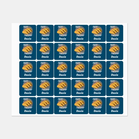 Taco Dinsdag Ontwerp - Klein vierkant waslabel Labels (Vel)