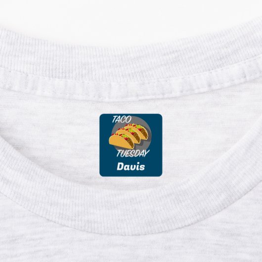 Taco Dinsdag Ontwerp - Klein vierkant waslabel Labels (Aangebracht)