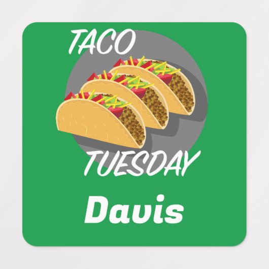 Taco Dinsdag Ontwerp - Klein vierkant waslabel Labels (Design 2)
