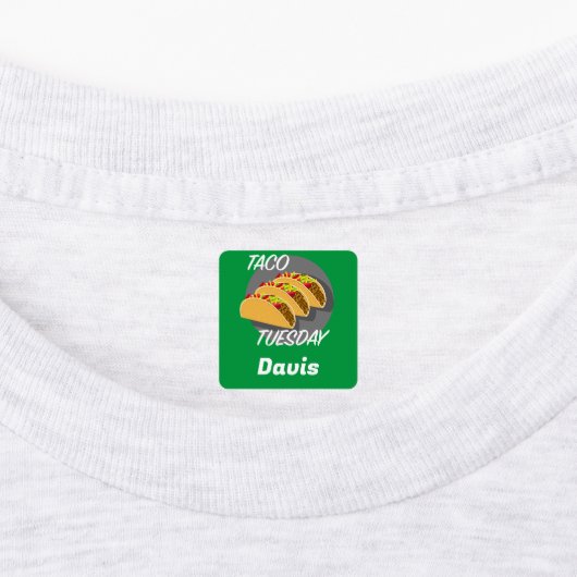 Taco Dinsdag Ontwerp - Klein vierkant waslabel Labels (Aangebracht)