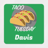 Taco Dinsdag Ontwerp - Klein vierkant waslabel Labels (Design 1)