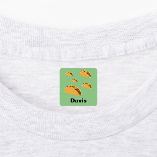 Taco Dinsdag Ontwerp - Klein vierkant waslabel Labels (Aangebracht)