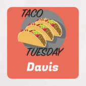 Taco Dinsdag Ontwerp - Klein vierkant waslabel Labels (Design 2)