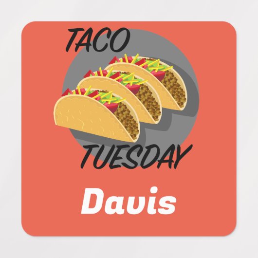 Taco Dinsdag Ontwerp - Klein vierkant waslabel Labels (Design 1)