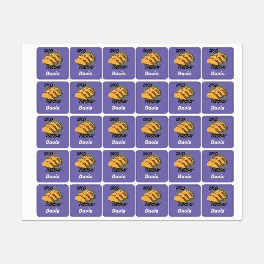 Taco Dinsdag Ontwerp - Klein vierkant waslabel Labels (Vel)