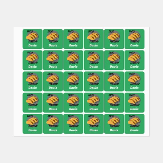 Taco Dinsdag Ontwerp - Klein vierkant waslabel Labels (Vel)