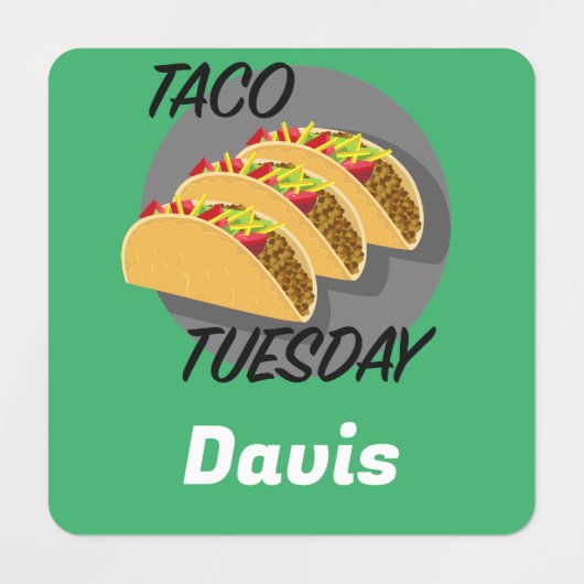 Taco Dinsdag Ontwerp - Klein vierkant waslabel Labels (Design 2)