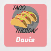 Taco Dinsdag Ontwerp - Klein vierkant waslabel Labels (Design 2)