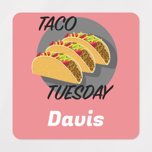 Taco Dinsdag Ontwerp - Klein vierkant waslabel Labels (Design 2)