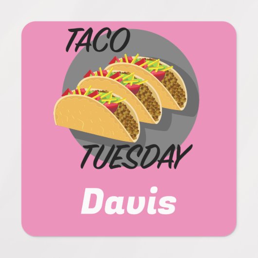 Taco Dinsdag Ontwerp - Klein vierkant waslabel Labels (Design 1)