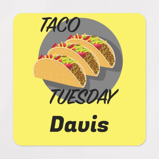 Taco Dinsdag Ontwerp - Klein vierkant waslabel Labels (Design 1)