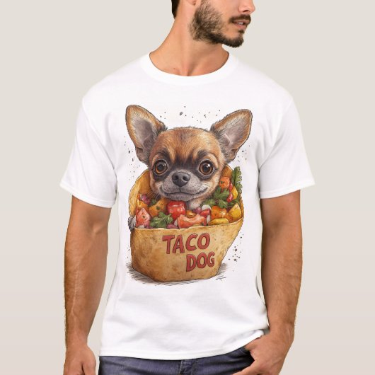 Taco Dog - Schattigee Chihuahua Taco Cartoon Ontwe T-shirt (Voorkant)