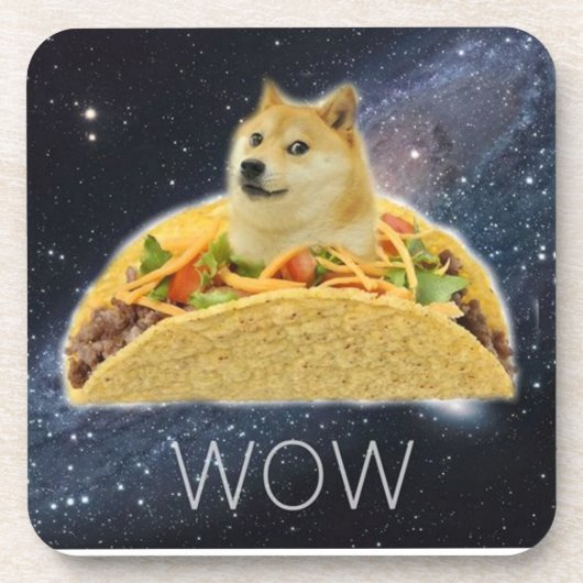 Taco Doge in de ruimte. Wauw. Onderzetter (Voorkant)