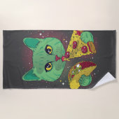 Taco en Pizza Cosmic Space Cat Strandlaken (Voorkant)