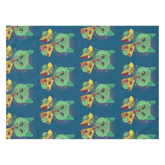 Taco en Pizza Cosmic Space Cat Tafelkleed (Voorkant (Horizontaal))