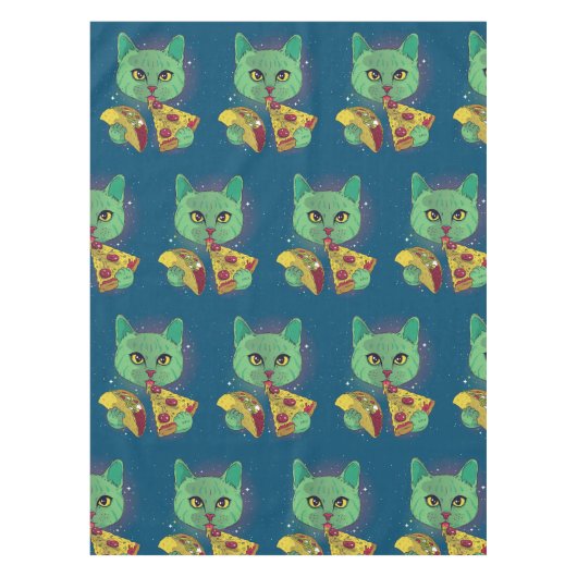 Taco en Pizza Cosmic Space Cat Tafelkleed (Voorkant)