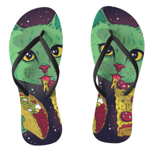 Taco en Pizza Cosmic Space Cat Teenslippers