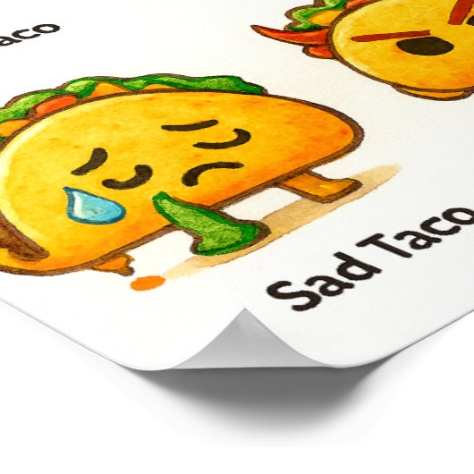 Taco Feelings Funny Four Moods of Tacos Art Print (Hoek)