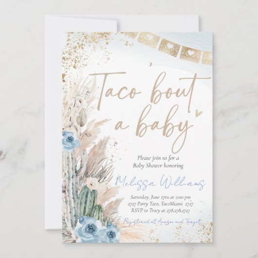 Taco Feest Een Baby Shower Uitnodigingen Boho Jong (Voorkant)