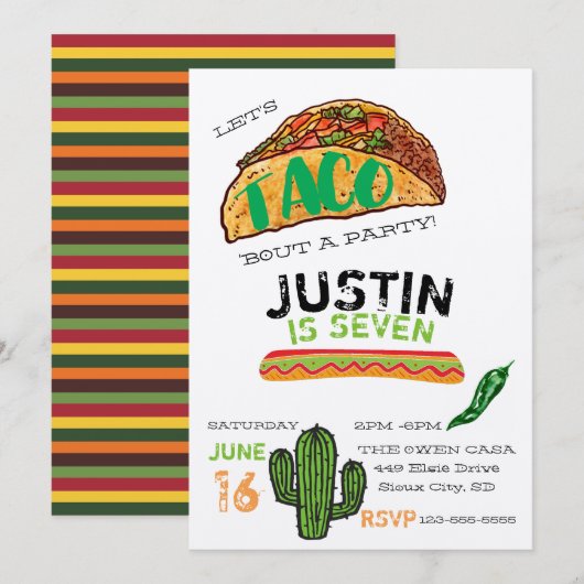 Taco Feest Uitnodiging (Voorkant / Achterkant)