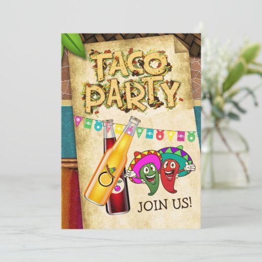 Taco Feest Uitnodiging (Staand voorkant)