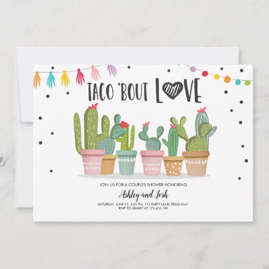 Taco Feest van de Liefde Koppels Bruiloft Cactus Kaart (Voorkant)
