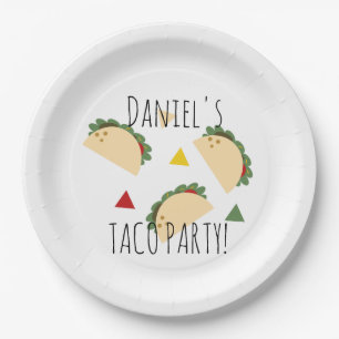 Taco Feest Verjaardag Confetti Fiesta Geometrisch Papieren Bordje