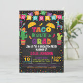 Taco Feestje Afstudeer Uitnodiging - Zwart (Staand voorkant)