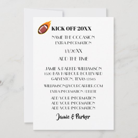 Taco Feestje Football Nieuwjaarsuitnodiging Kaart (Achterkant)