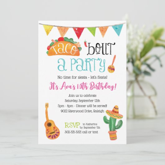 Taco feestje kaart (Staand voorkant)