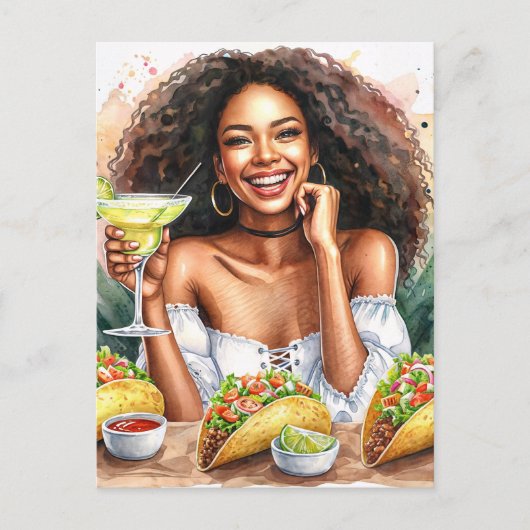 Taco Feestje Met Margarita Uitnodiging Briefkaart (Voorkant)
