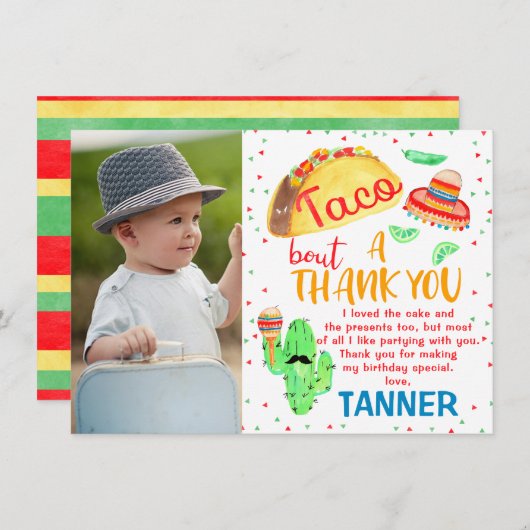 Taco Fiesta Dank u wel Bedankkaart (Voorkant / Achterkant)