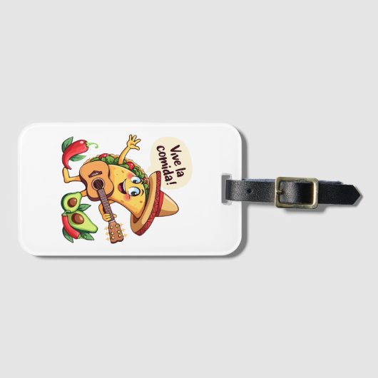 Taco Fiesta mit Gitarre und hispanischem Flair Bagagelabel (Voorkant (horizontaal))