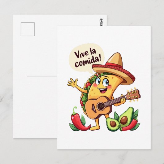 Taco Fiesta mit Gitarre und hispanischem Flair Briefkaart (Voorkant / Achterkant)