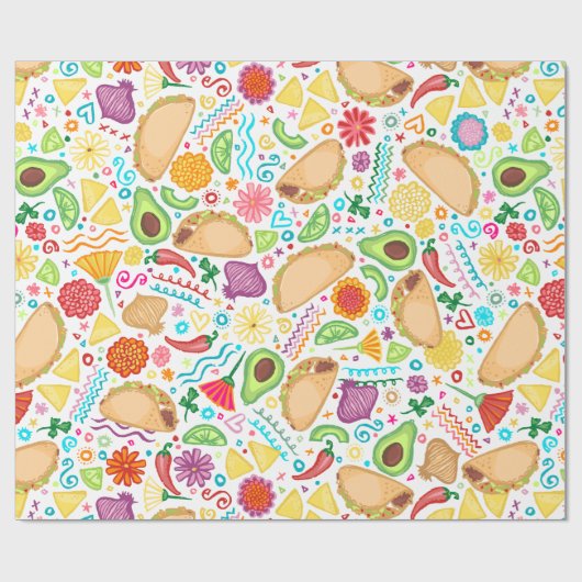 Taco Fiesta over whitepapier Cadeaupapier (Vlak)