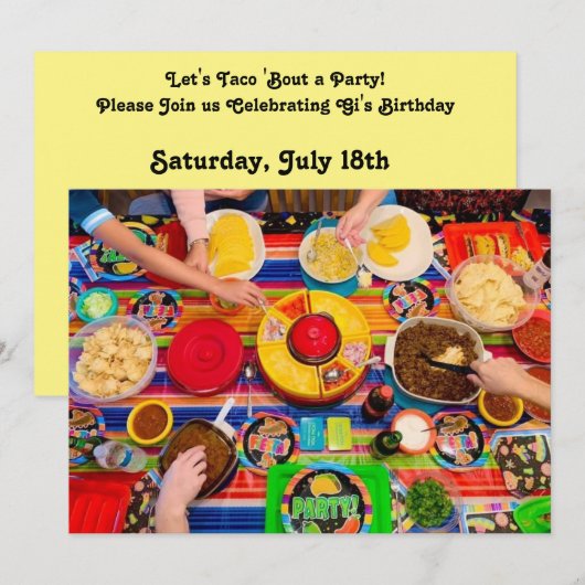 Taco Fiesta  partijuitnodiging Kaart (Voorkant / Achterkant)