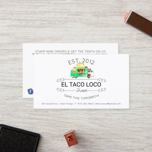 Taco Food Truck Loyalty Card (Voorkant / Achterkant in situ)