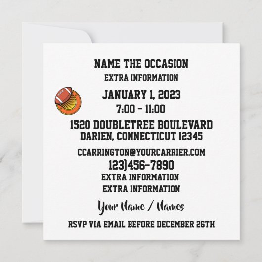 TACO FOOTBALL GAME DAY Uitnodiging (Achterkant)