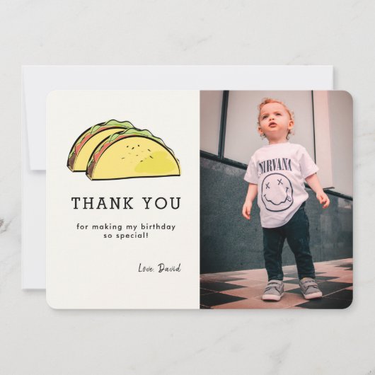 Taco Foto Verjaardag Terracotta Rood Dank je kaart (Voorkant)