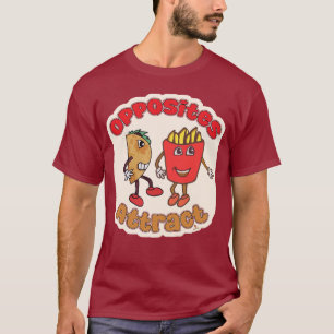 Taco Fry tegenpolen trekken Funny Food Cartoon T-shirt