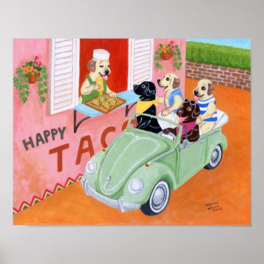 Taco Fun Labradors Art Print (Voorkant)