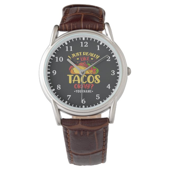 Taco Funny Gezegde ik hou echt van Tacos Horloge (Voorkant)