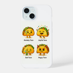 Taco Gevoelens Grappige Vier Stemmingen van Tacos iPhone 15 Case