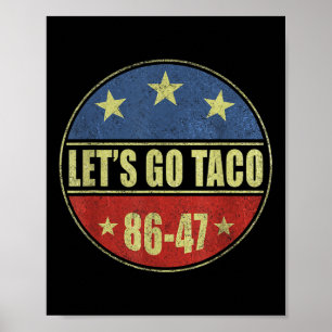 Taco Grappig Laten we gaan Taco Retro Knop  Poster