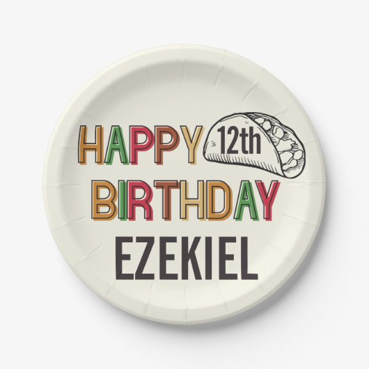 Taco Happy Birthday - Gepersonaliseerd Papieren Bordje (Voorkant)