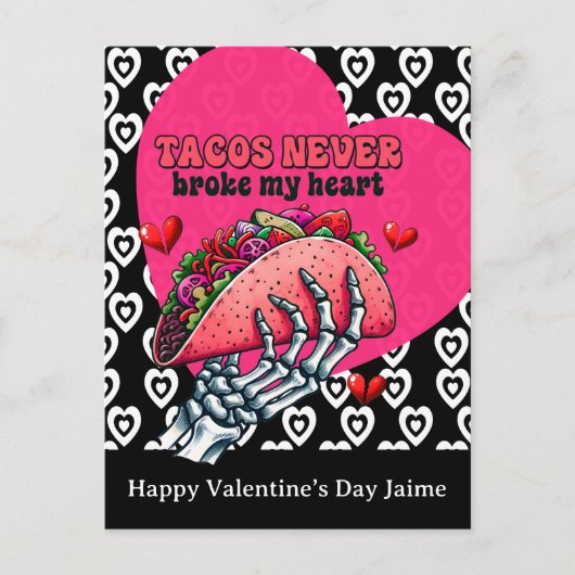 Taco Hearts Valentines Day Postcard Briefkaart (Voorkant)