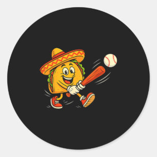 Taco-honkbal grappige Mexicaanse feest sombrero ci Ronde Sticker